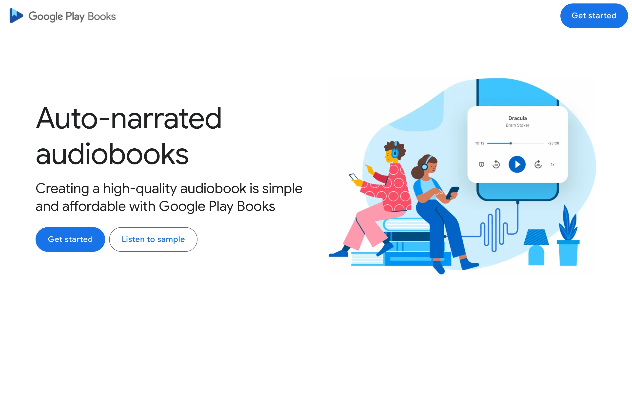 Google Play Books Auto-Narration website screenshot