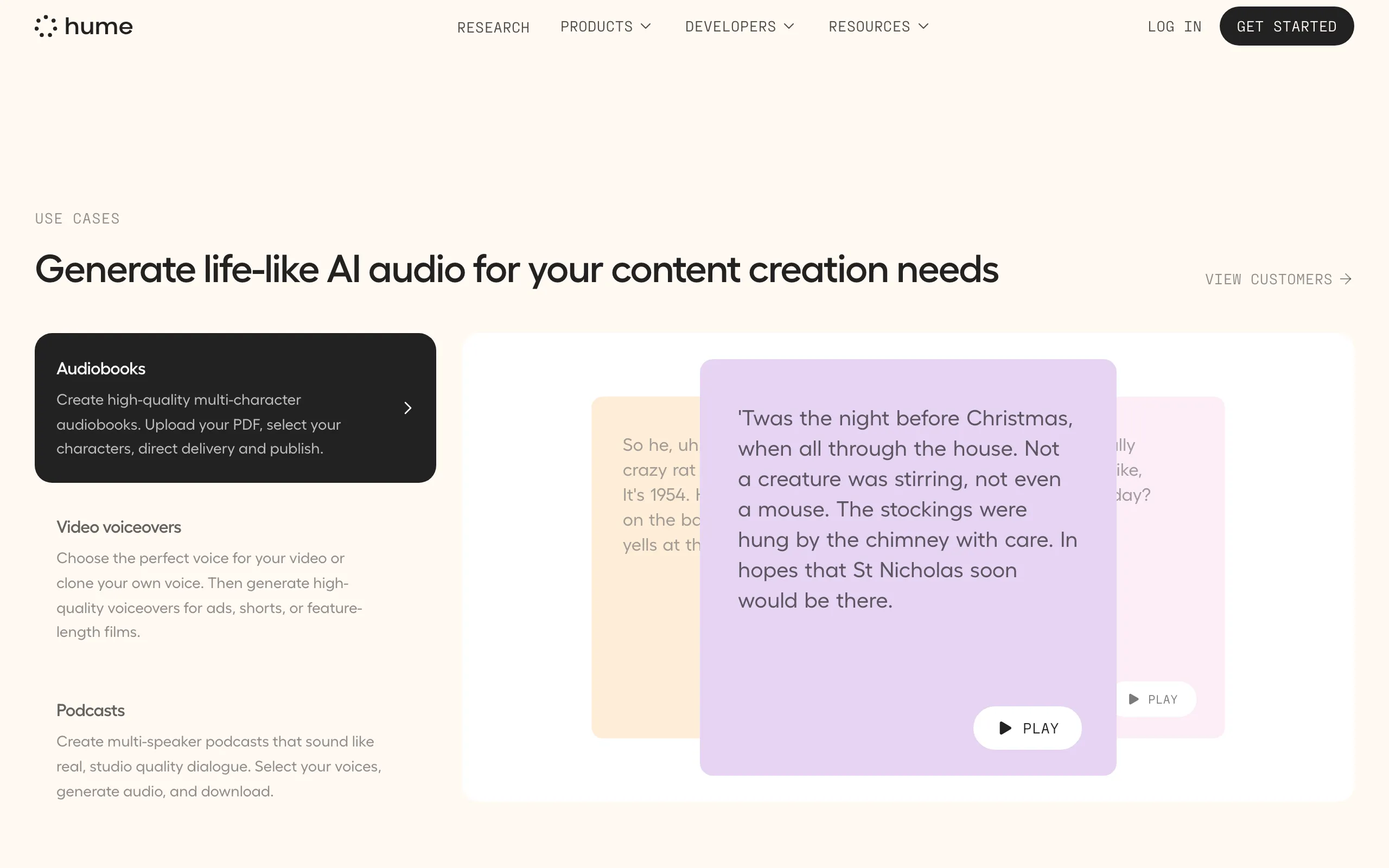 Hume AI website screenshot