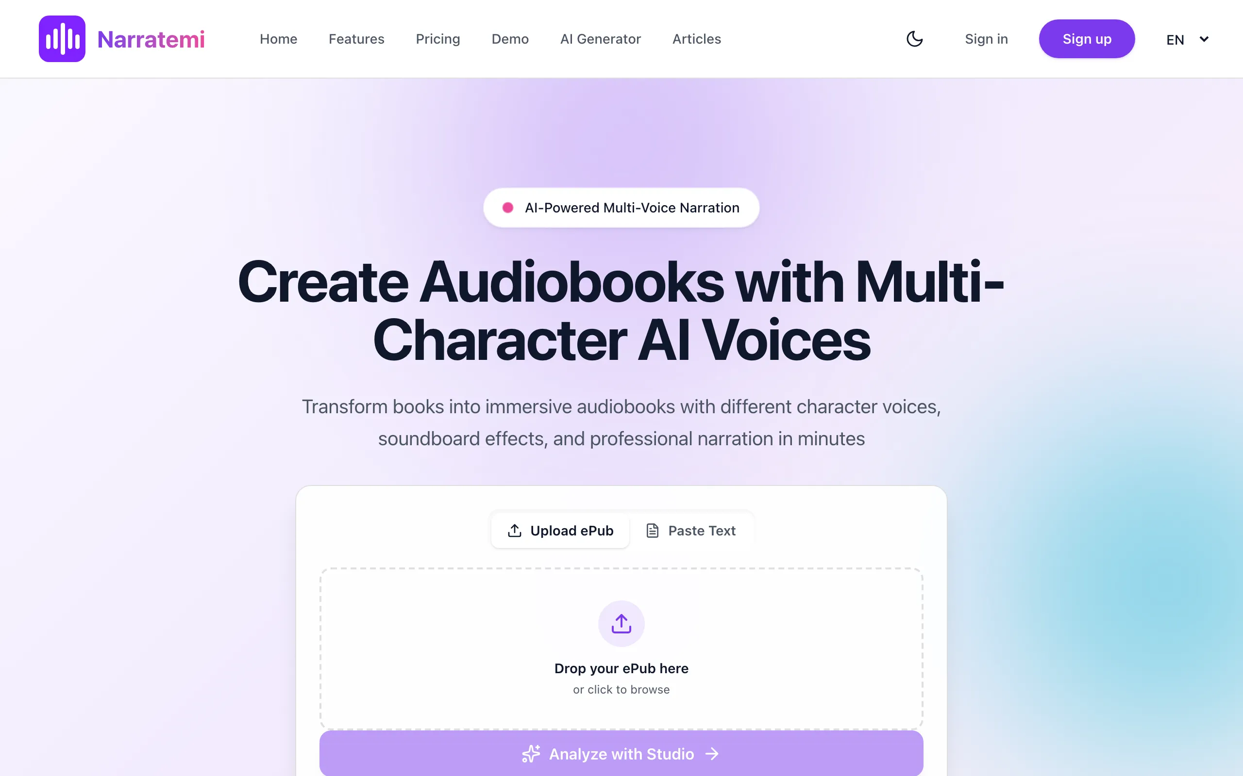 Narratemi website screenshot