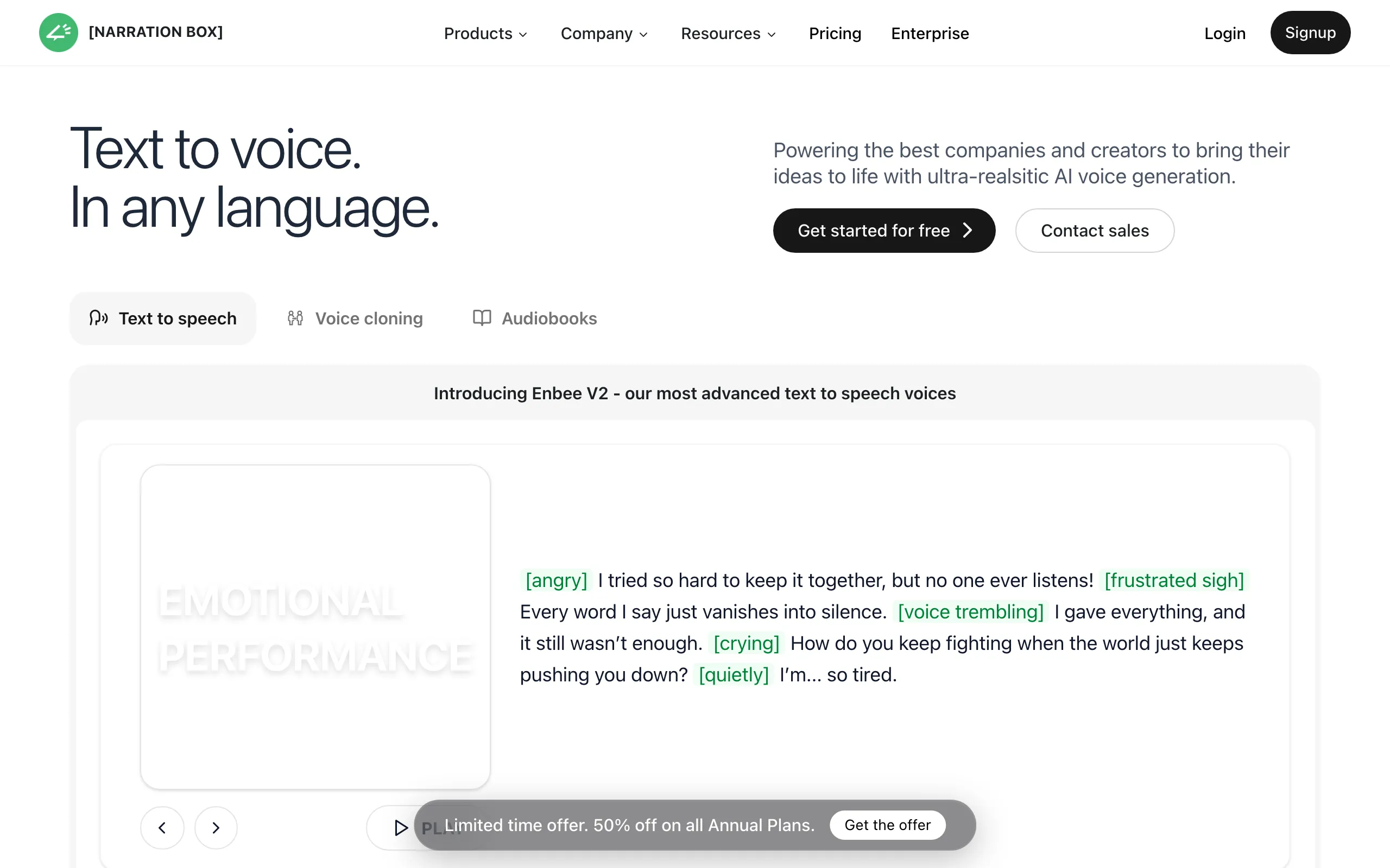 Narration Box website screenshot