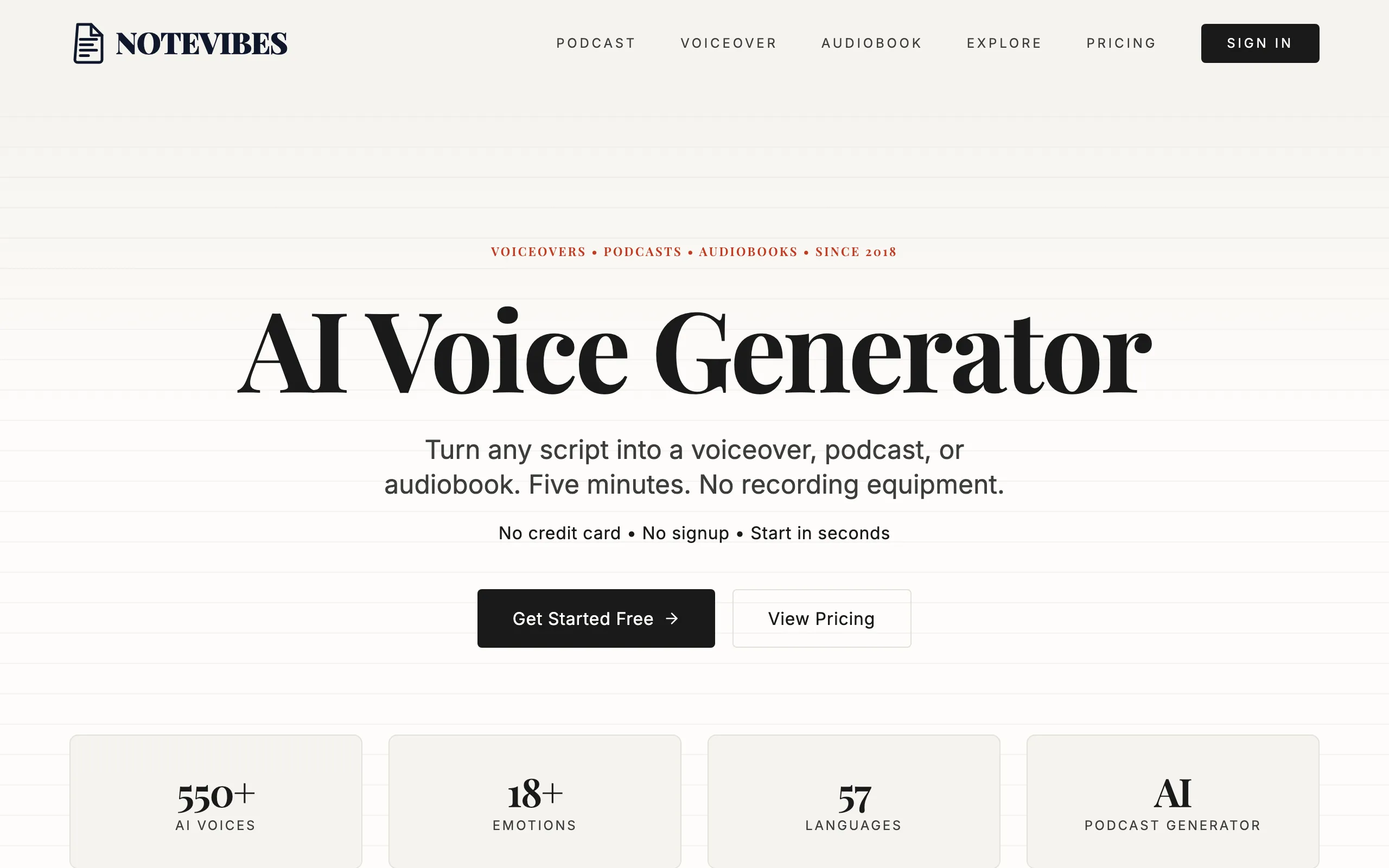 Notevibes website screenshot