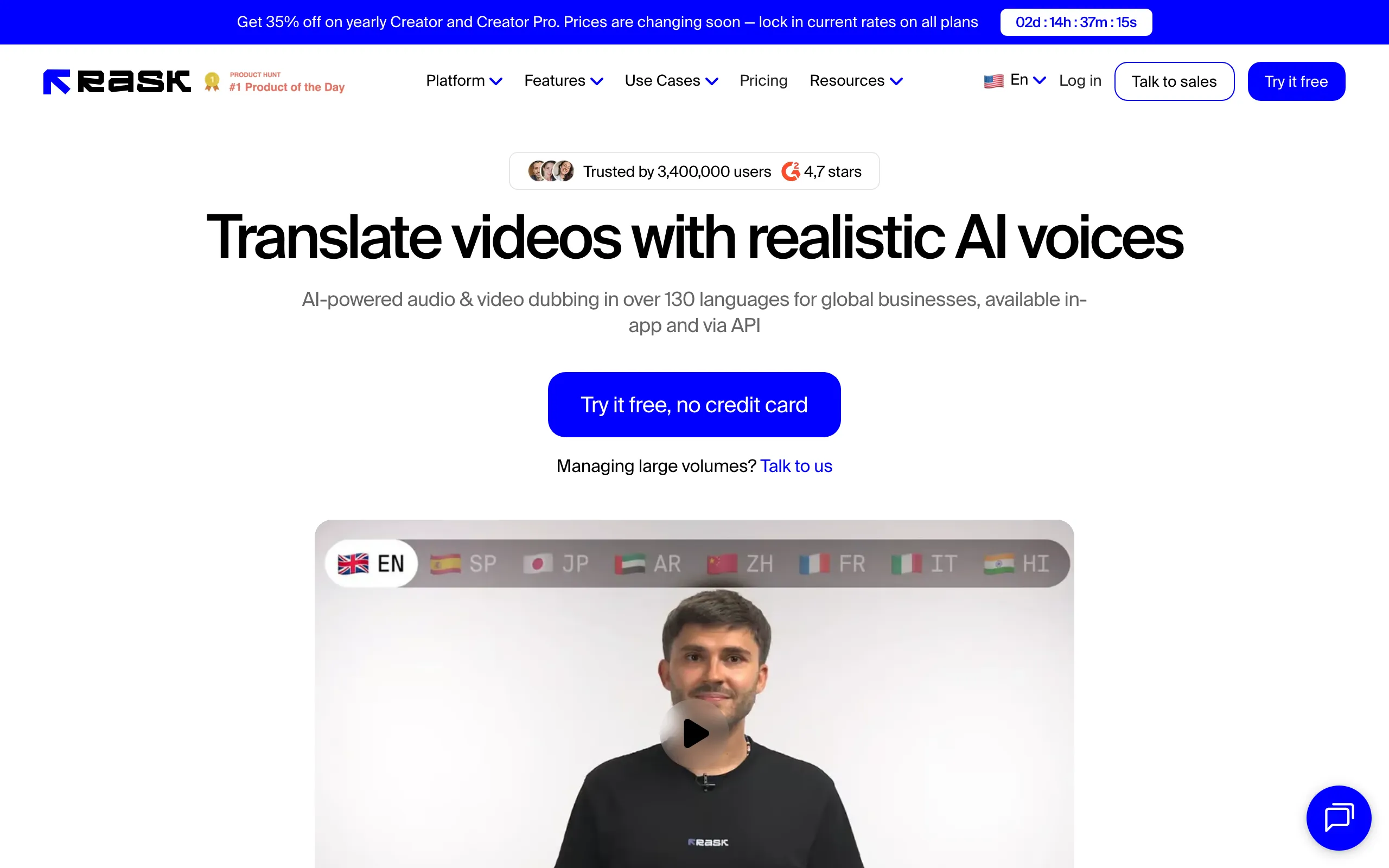 Rask AI website screenshot