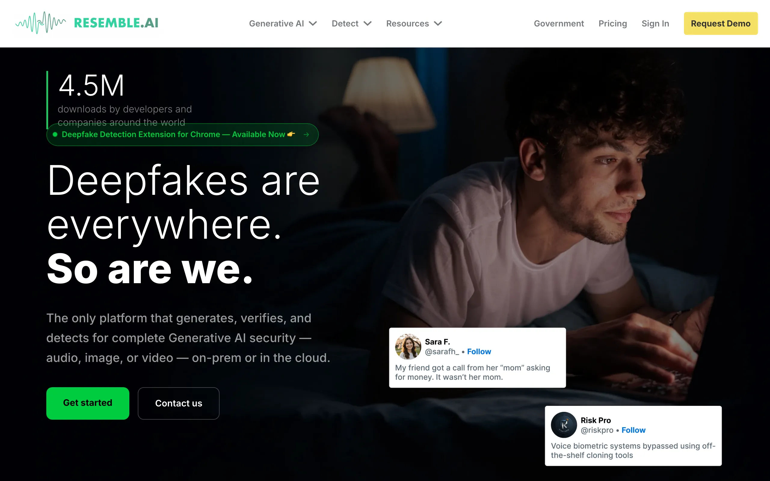 Resemble AI website screenshot
