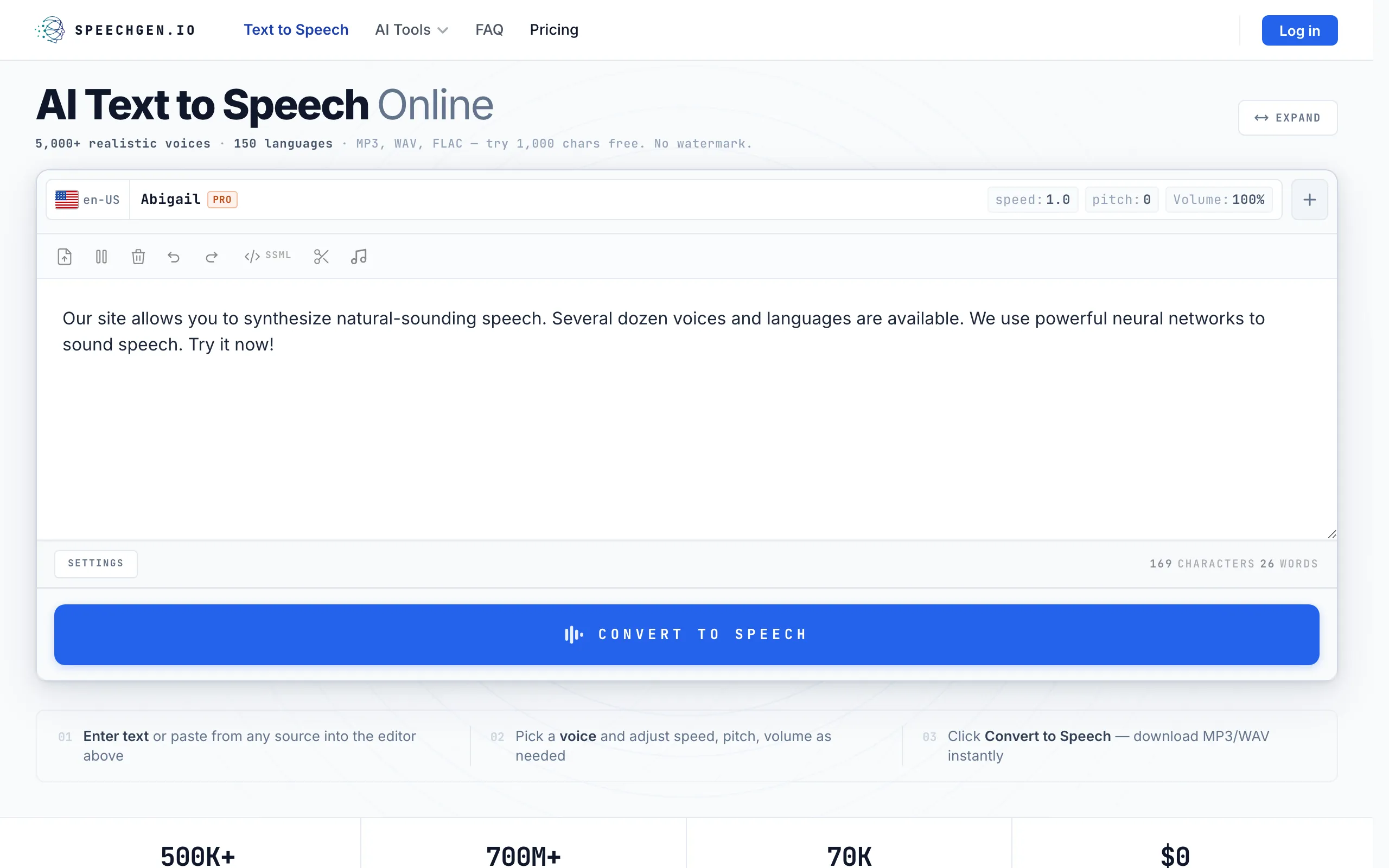 SpeechGen.io website screenshot