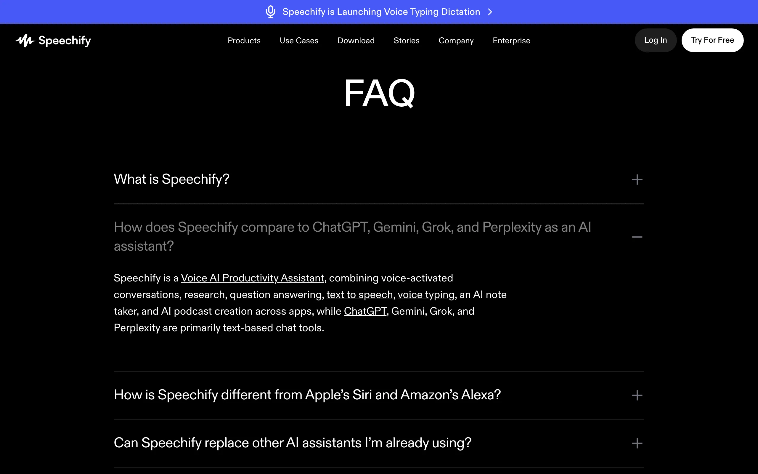 Speechify website screenshot