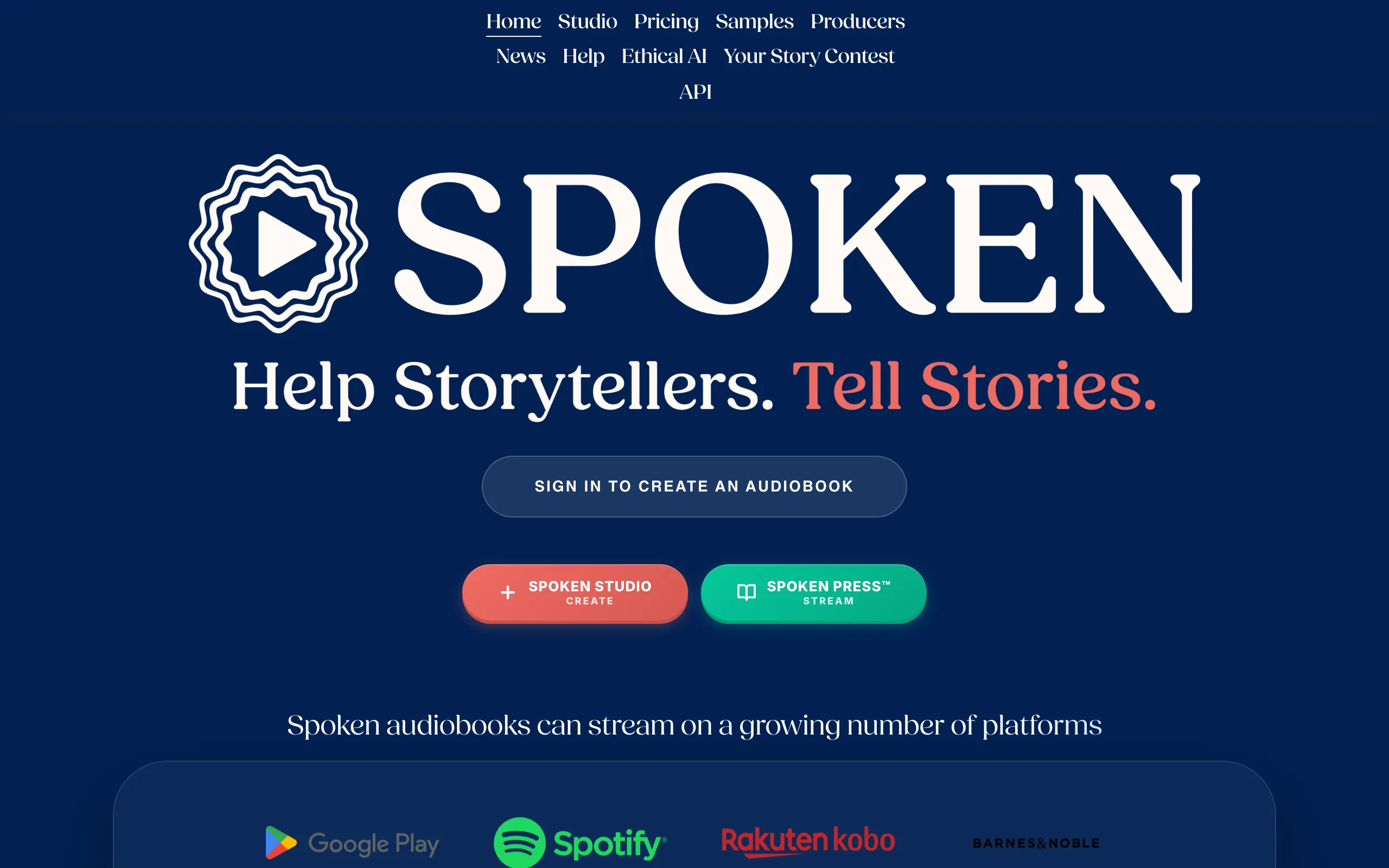 Spoken website screenshot