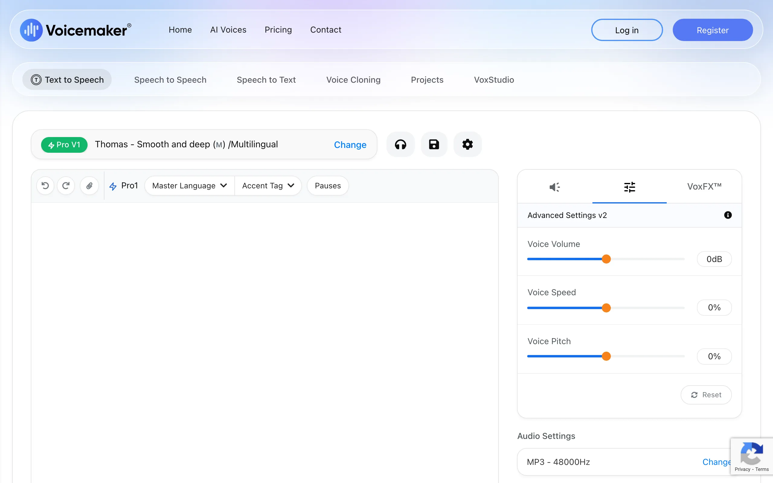 Voicemaker website screenshot