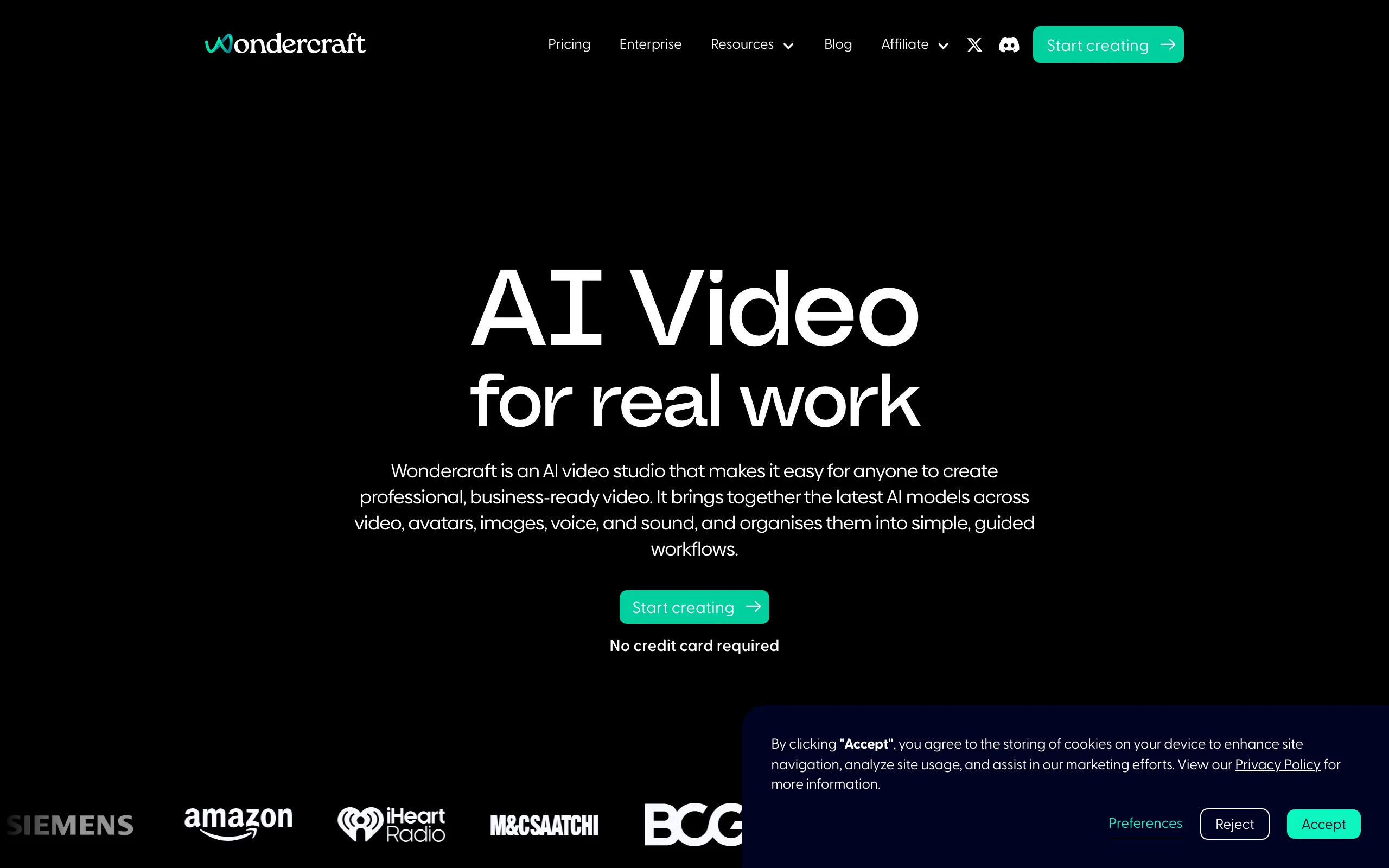 Wondercraft website screenshot